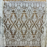 Beaded Corded Bridal Lace Fabric Dark Ivory 54" Wide