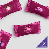 Customizable Yellow Buttermints with Burgundy Wrapper - 1,000/Case