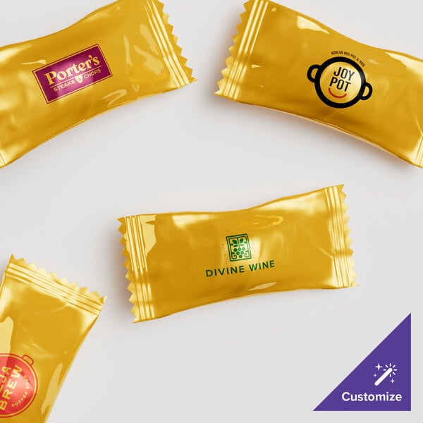 Customizable White Buttermints with Gold Wrapper - 1,000/Case