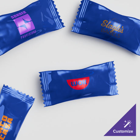 Customizable Soft Peppermints with Navy Wrapper - 1,000/Case