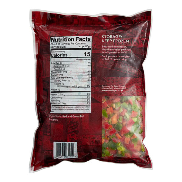 Savor Imports IQF Red and Green Diced Peppers 2 lb. - 6/Case