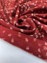 Acrylic Twill Printed Red Beige Floral Fabric