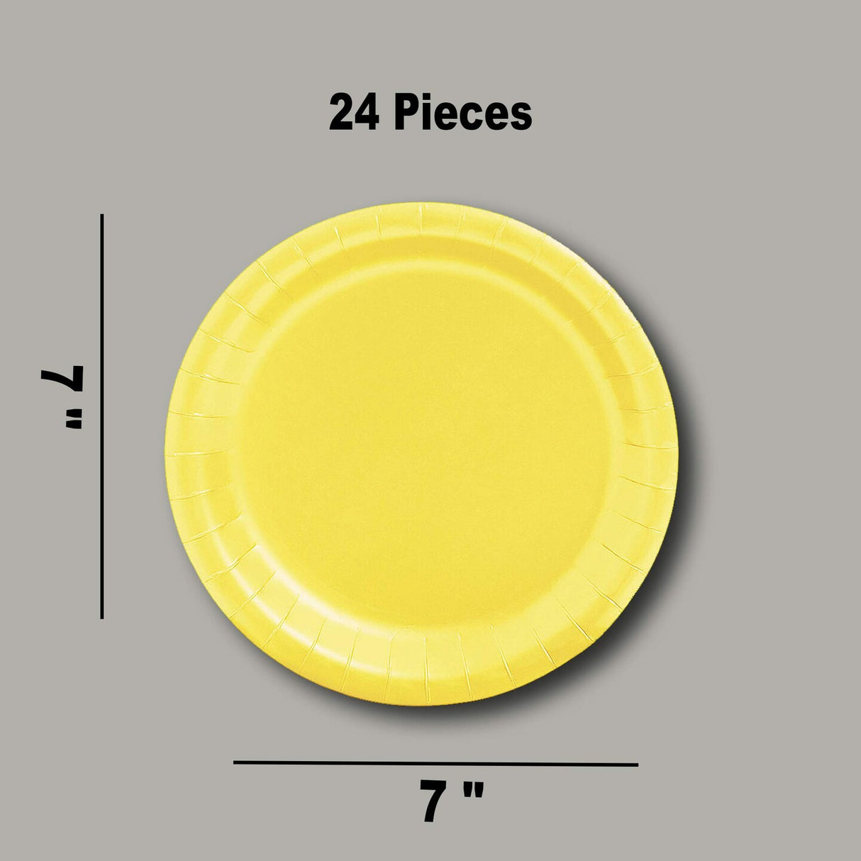 24 Count Yellow Color Paper Dessert Plates for Birthday Wedding Party 7"