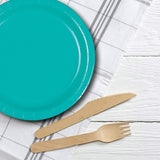 24 Count Teal Paper Dessert Plates for Birthday Shower Wedding Events 7 Inch