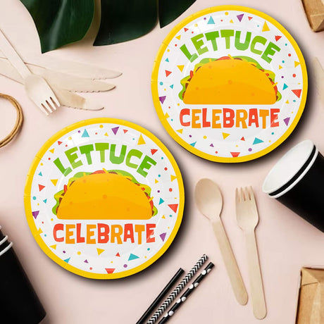 8 Count Lettuce Celebrate Taco Paper Plates 9 Inch Fiesta Party Supplies
