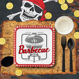 8 Count Backyard BBQ Grill Design Square Paper Dinner Plates 9 Inch for Summer Party
