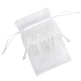 Lace Skirt Beaded Organza Bags White 4'' x 6'' for Gifts