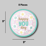 8 Count Happy You Day Paper Dinner Plates for Birthday Graduation Office Party 9"