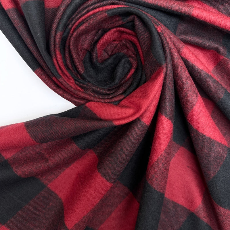 Cotton Flannel Checked Red Black