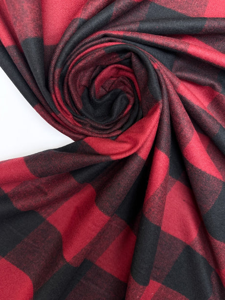 Cotton Flannel Checked Red Black
