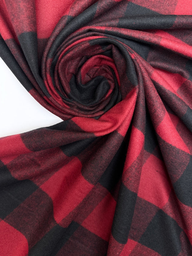 Cotton Flannel Checked Red Black