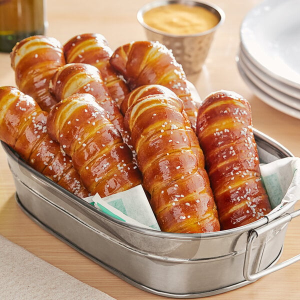 Ditsch Authentic German Frozen Soft Pretzel Sticks with Salt Packet 2.3 oz. - 72/Case