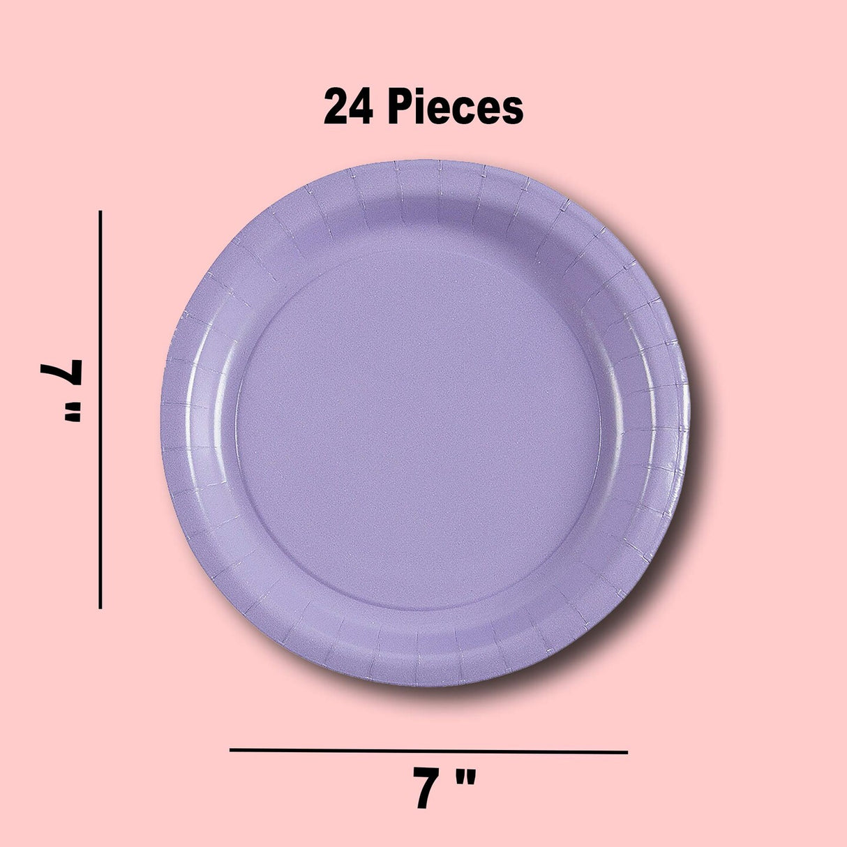 24 Count Lavender Party Plates 7 Inch Round Paper Tableware for Snacks and Celebrations