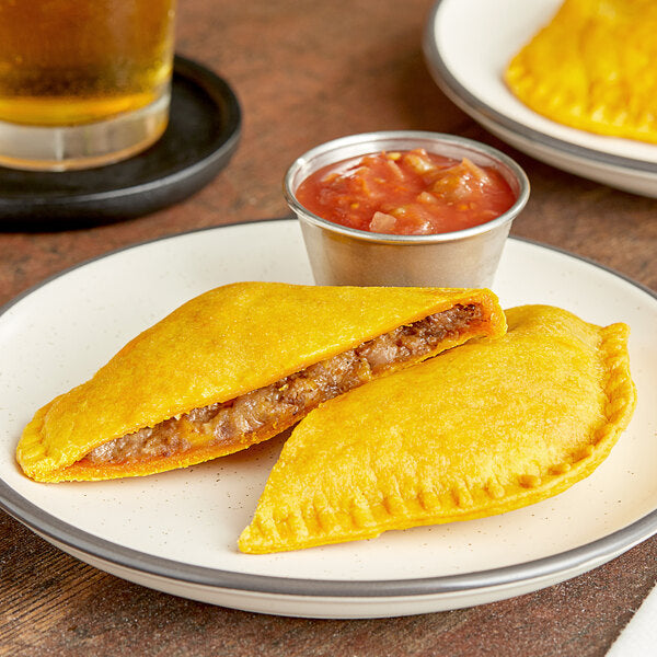 Caribbean Food Delights Unbaked Beefy Cheese Patty 5 oz. - 50/Case