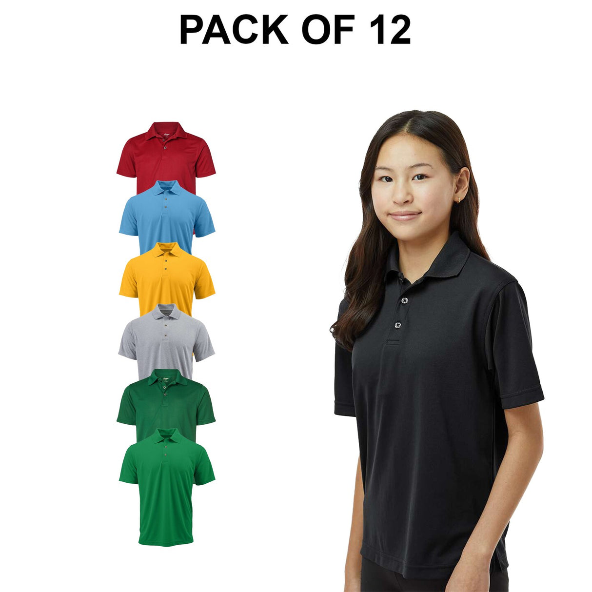 Pack 12: Paragon® - Youth Saratoga Performance Mini Mesh Polo