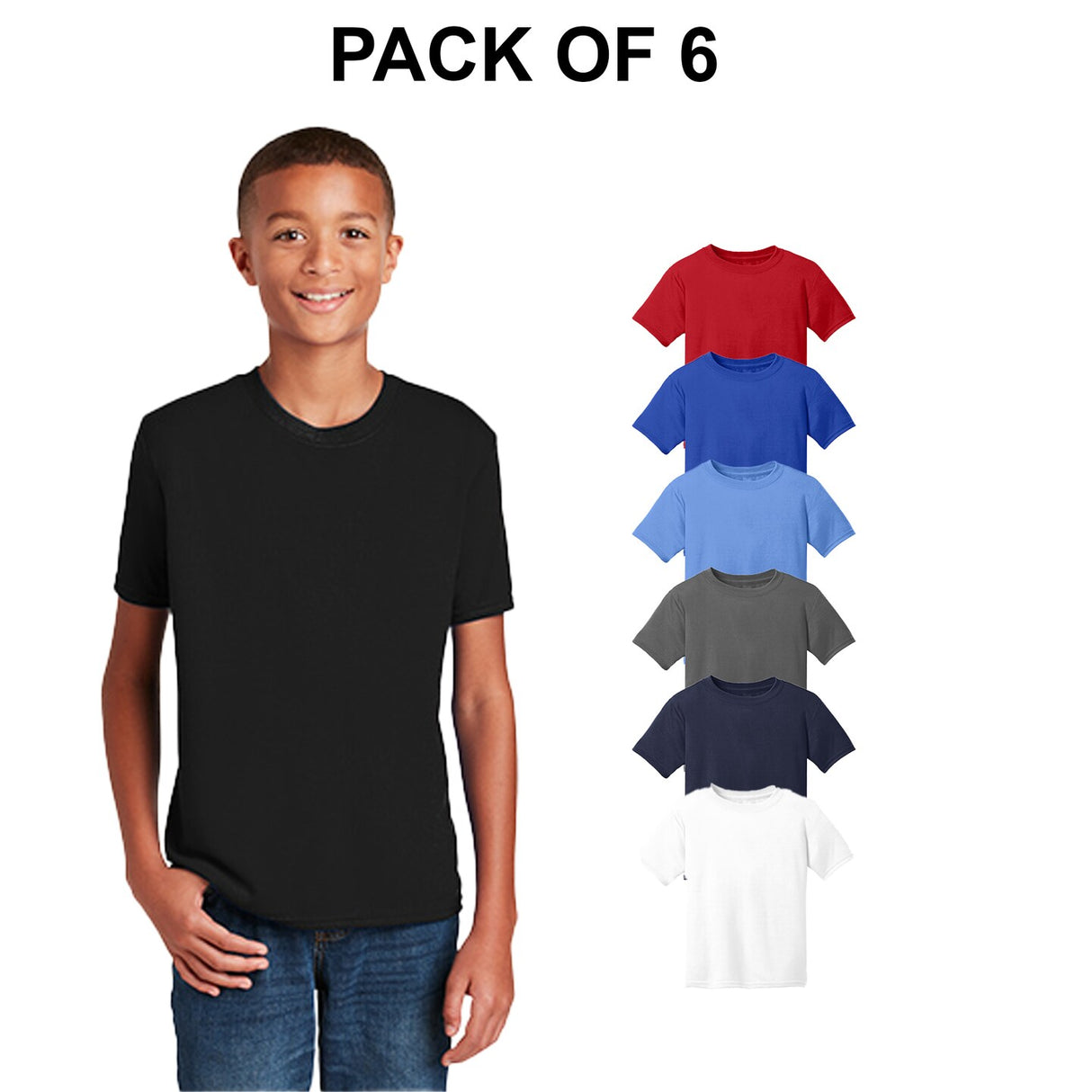 6 Pack: Gildan® Youth Heavy Cotton Short Sleeve Crew-Neck T-Shirt