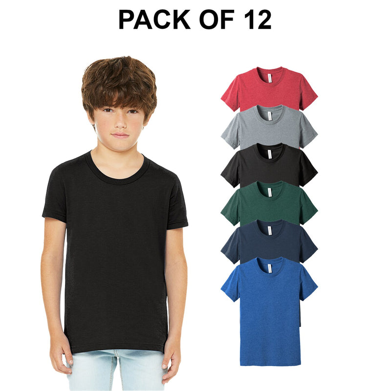 12 Pack: BELLA+CANVAS® Youth Heather Short Sleeve Crew Neck CVC Tee