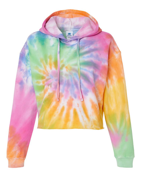 Colortone® Women's Tie-Dyed Crop Hooded Sweatshirt