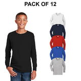 12 Pack Gildan® Youth Heavy Cotton Crew Neck Long Sleeve T-Shirt