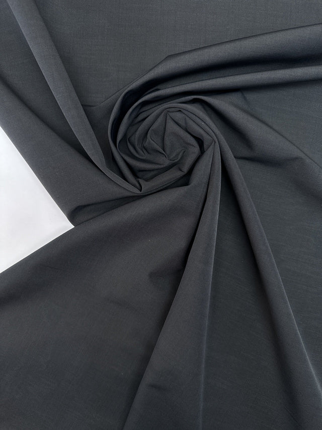 Black Virgin Wool Oxford Weave
