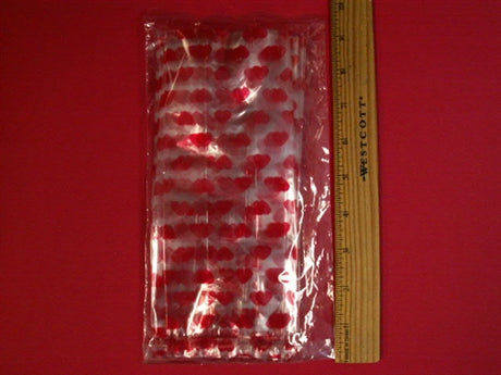 Medium Red Hearts Cello Treat Bag - 20 Pack