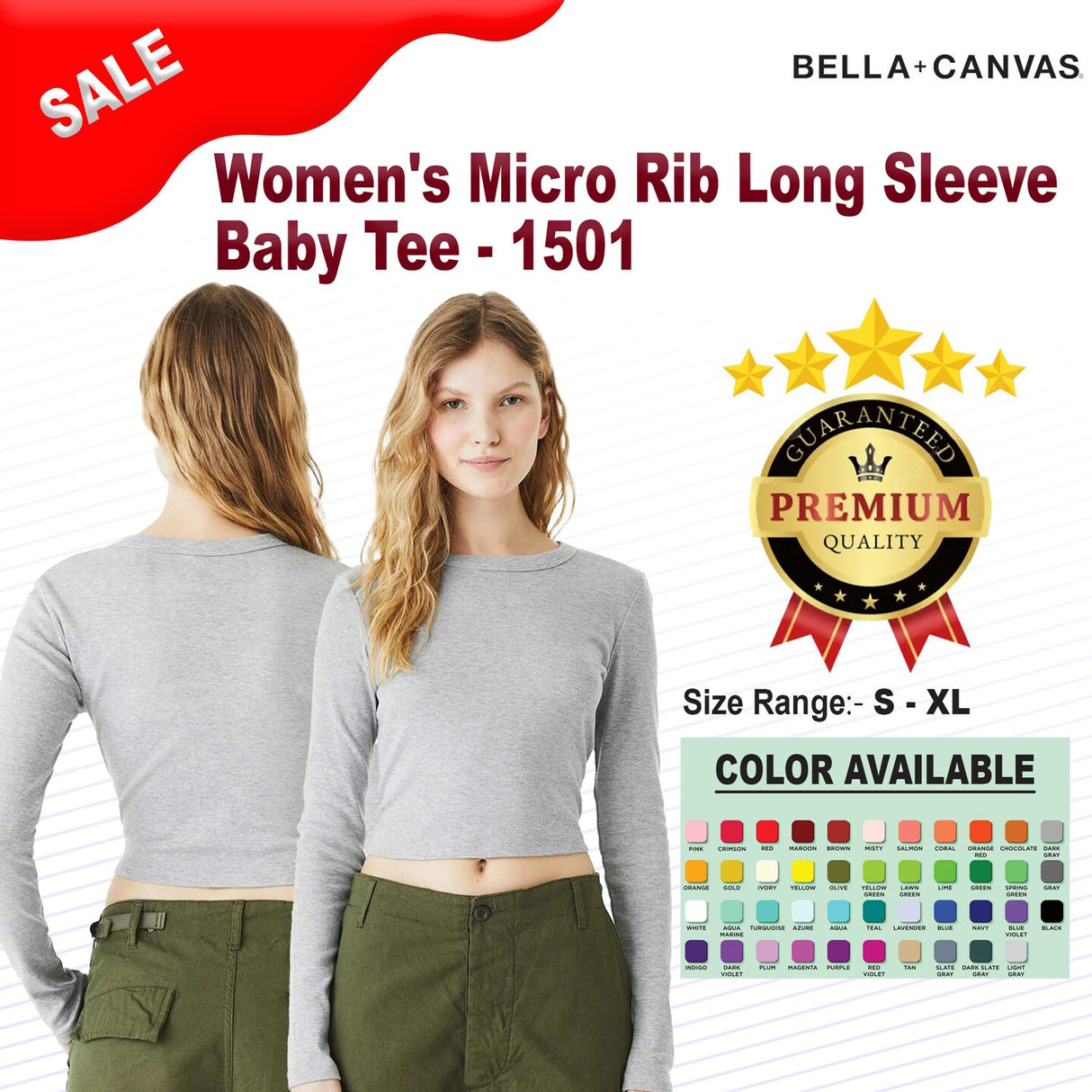 BELLA + CANVAS® Women's Micro Rib Long Sleeve Baby Tee