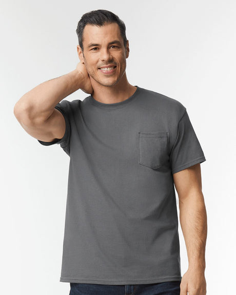 Gildan Heavy Cotton Crewneck Short Sleeve Pocket T-Shirt – Unisex Cotton Tee