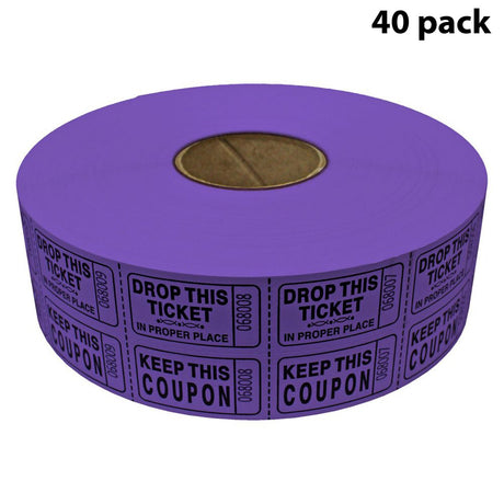 Double Roll Raffle Tickets – Coupon Tickets (2000/Roll) – Available in 8 Colors: Red, Blue, Green, Yellow, Orange, Purple, Pink & White