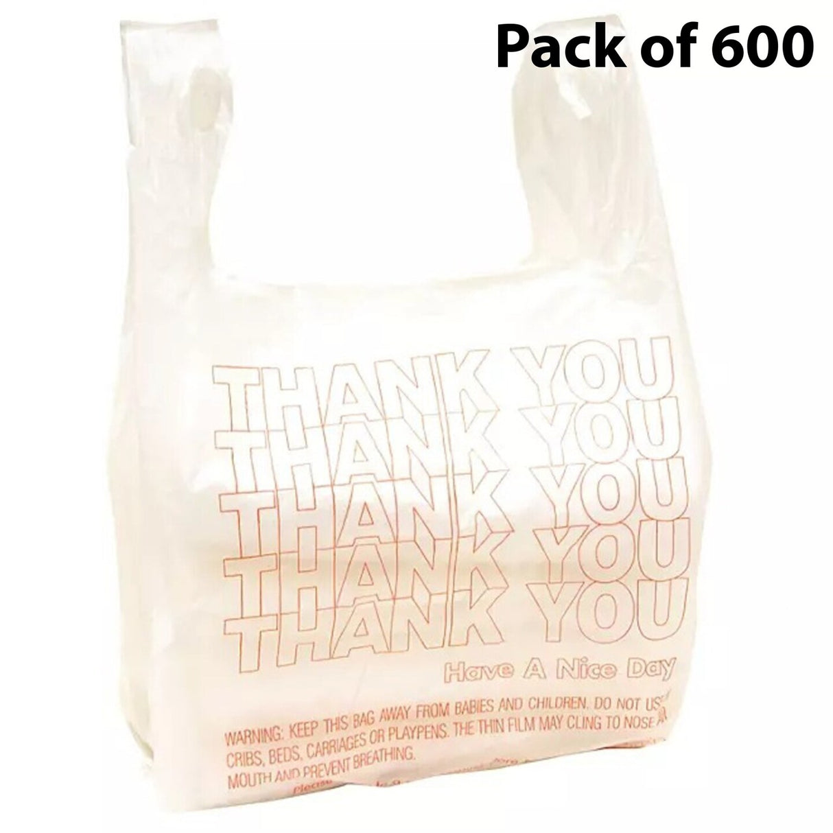 Small T Shirt Carry Out Bags 7 x 5 x 15 Inch Thank You Print
