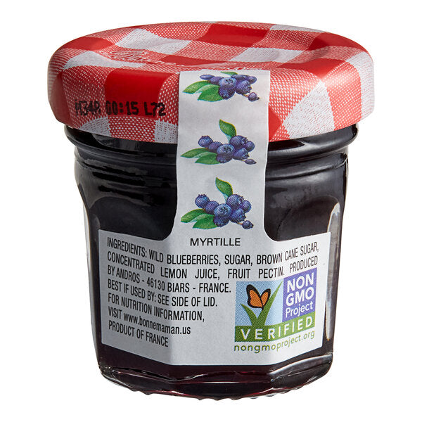 Bonne Maman Wild Blueberry Preserves 1 oz. Mini Jar - 60/Case