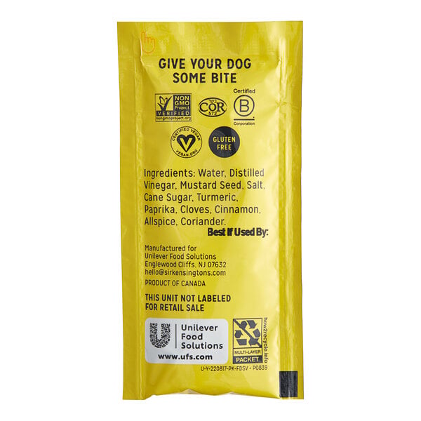 Sir Kensington's Yellow Mustard 15 Gram Packet - 600/Case