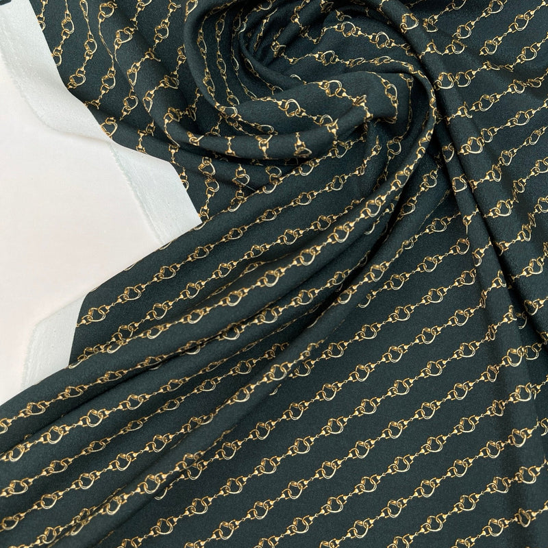 Printed Polyester Crepe Green Beige