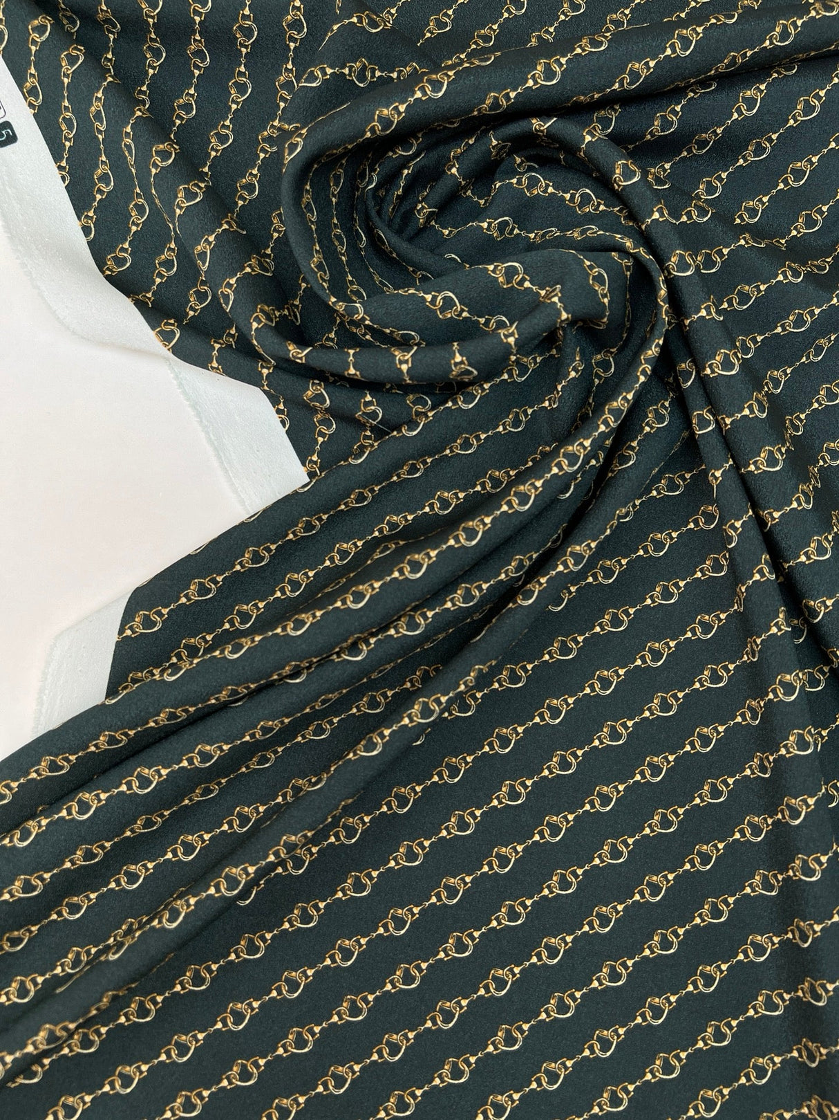 Printed Polyester Crepe Green Beige