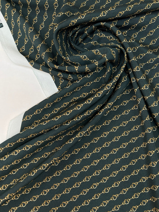 Printed Polyester Crepe Green Beige