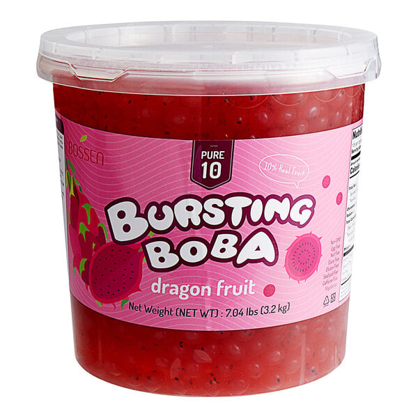 Bossen Pure10 Dragon Fruit Bursting Boba 7.04 lb. - 4/Case