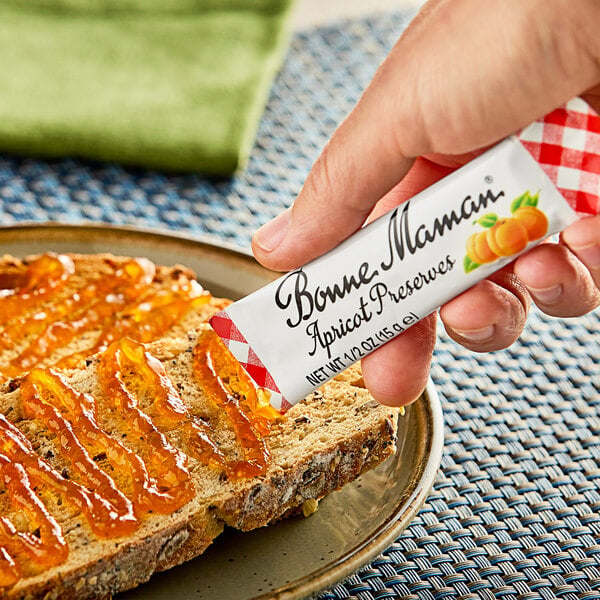 Bonne Maman Apricot Preserves 0.5 oz. Sticks - 100/Case
