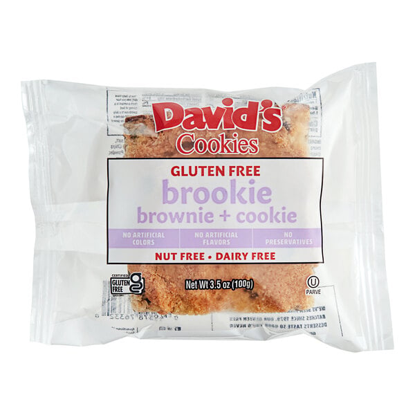 David's Cookies Gluten-Free Individually Wrapped Brookie 3.5 oz. - 48/Case