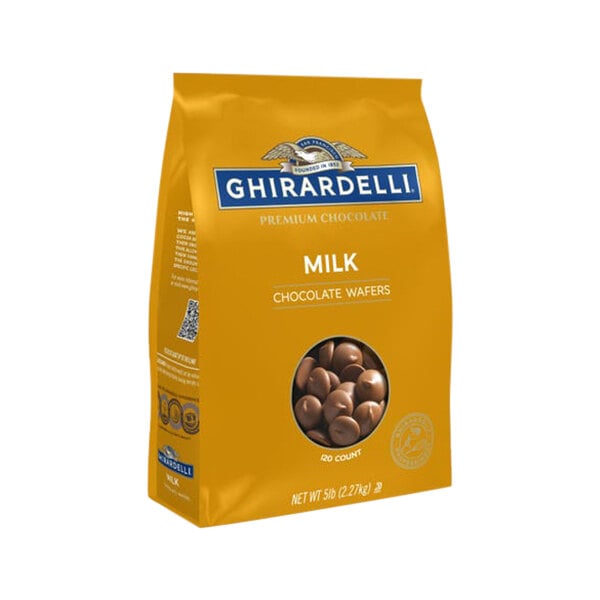 Ghirardelli Stanford Milk Chocolate Wafers 5 lb. - 2/Case