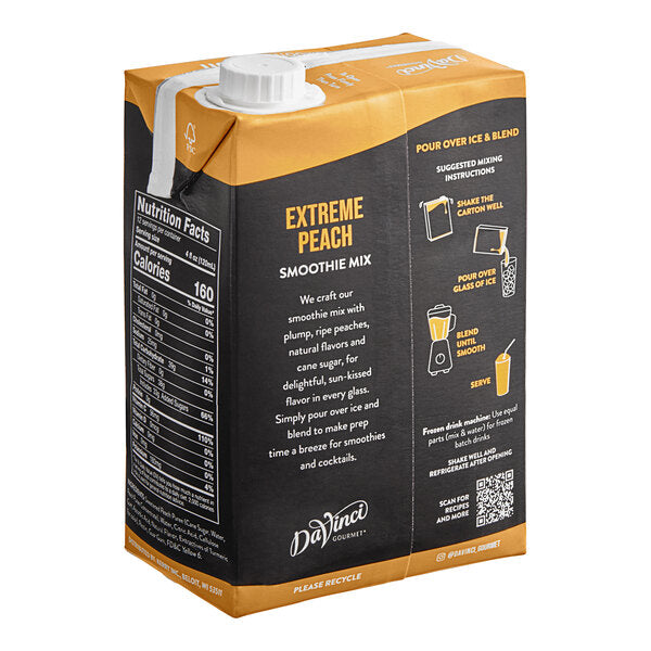 DaVinci Gourmet Extreme Peach Real Fruit Smoothie Mix 48 fl. oz. - 6/Case