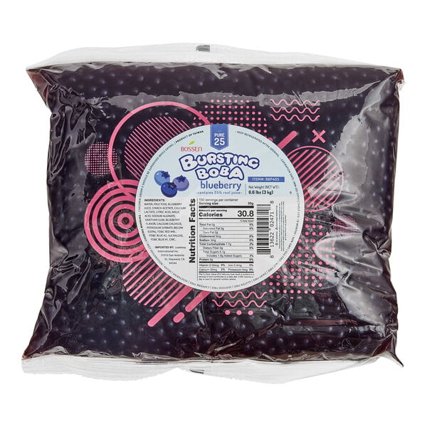 Bossen Pure25 Blueberry Bursting Boba 6.6 lb. Bag - 5/Case