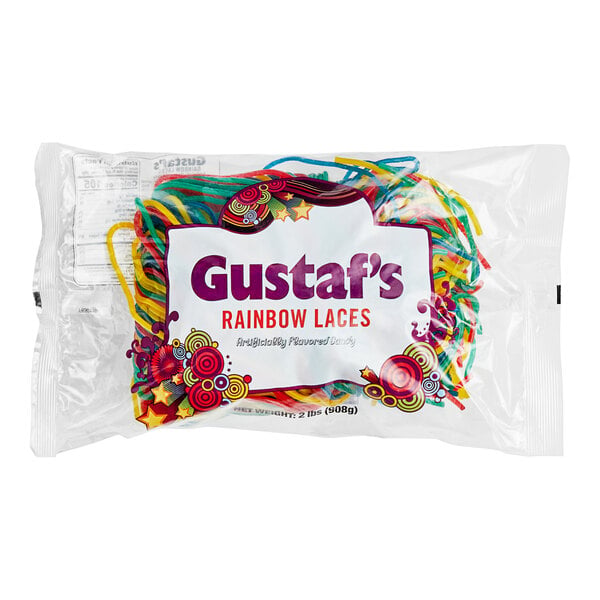 Gustaf's Rainbow Licorice Laces 2 lb. - 10/Case