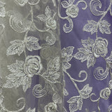 1 Yard 52" Wide Beaded & Corded Bridal Lace Fabric Embroidered on 100% Polyester Net Mesh