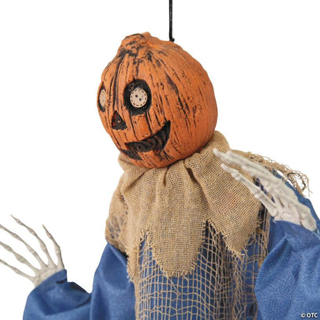 RADYAN Hanging Burlap Pumpkin Man Halloween Decoration for Fall Yard Displays shown in a clear product image