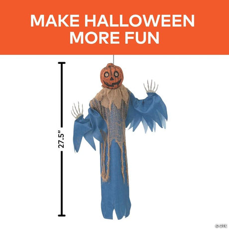RADYAN Hanging Burlap Pumpkin Man Halloween Decoration for Fall Yard Displays shown in a clear product image