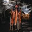 27 1/2" Hanging Orange Pumpkinhead Scarecrow with Hat Halloween Decoration