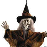 27 1/2" Hanging Smiling Witch with Gray Hair Halloween Decoration