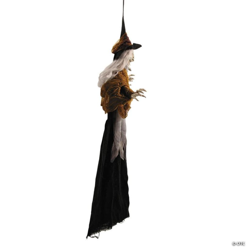 27 1/2" Hanging Smiling Witch with Gray Hair Halloween Decoration