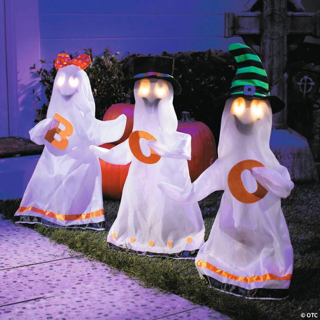 27 1/2" Light-Up Ghosts Halloween Decoration - Set of 3