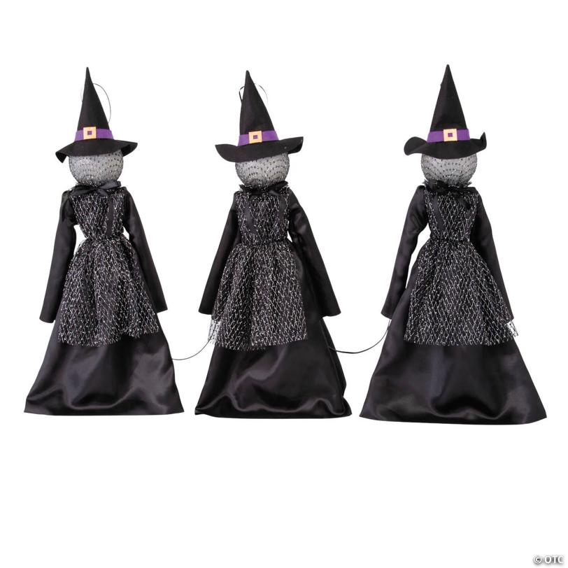 27 1/2" Light-Up LED Witch Pathway Yard Stakes Halloween Decoration