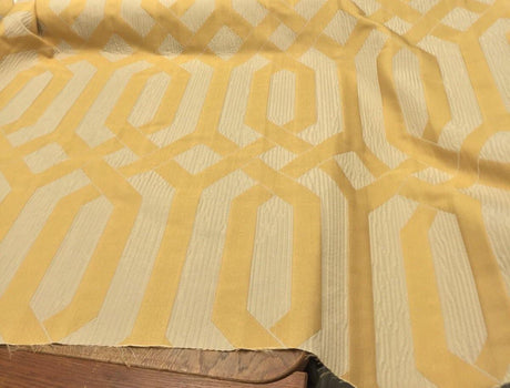 P Kaufmann Interwined Woven Fabric - Yellow Gold, 61" Width, 15.10" Horizontal Repeat, 23.20" Vertical Repeat (1 Yard)